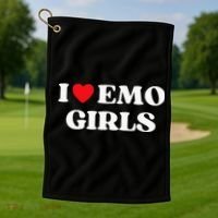 I Heart Emo Funny Quote Red Heart Emo Girl Style Golf Towel thumb 1
