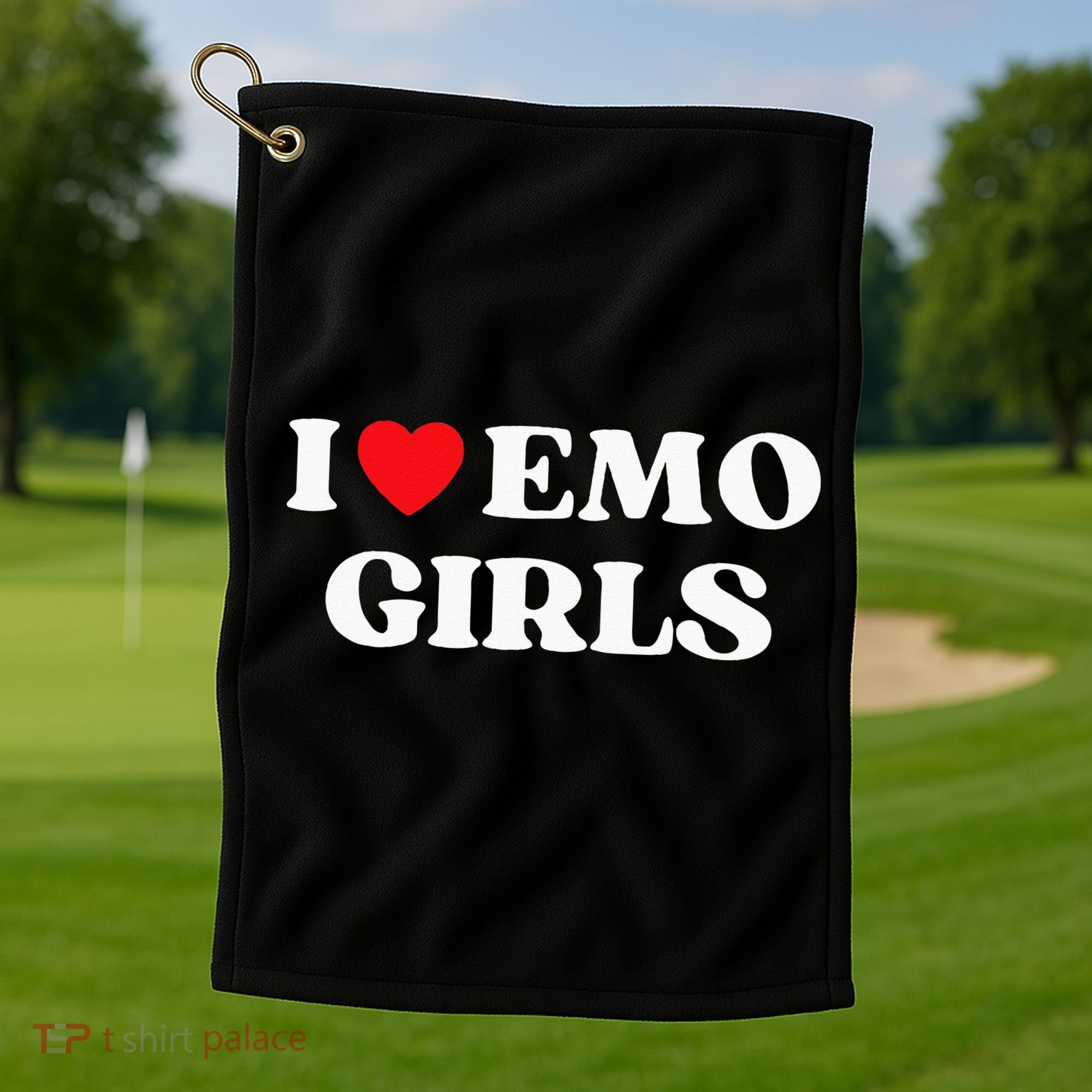 I Heart Emo Funny Quote Red Heart Emo Girl Style Golf Towel