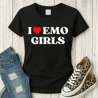 I Heart Emo Funny Quote Red Heart Emo Girl Style Women's T-Shirt thumb 3