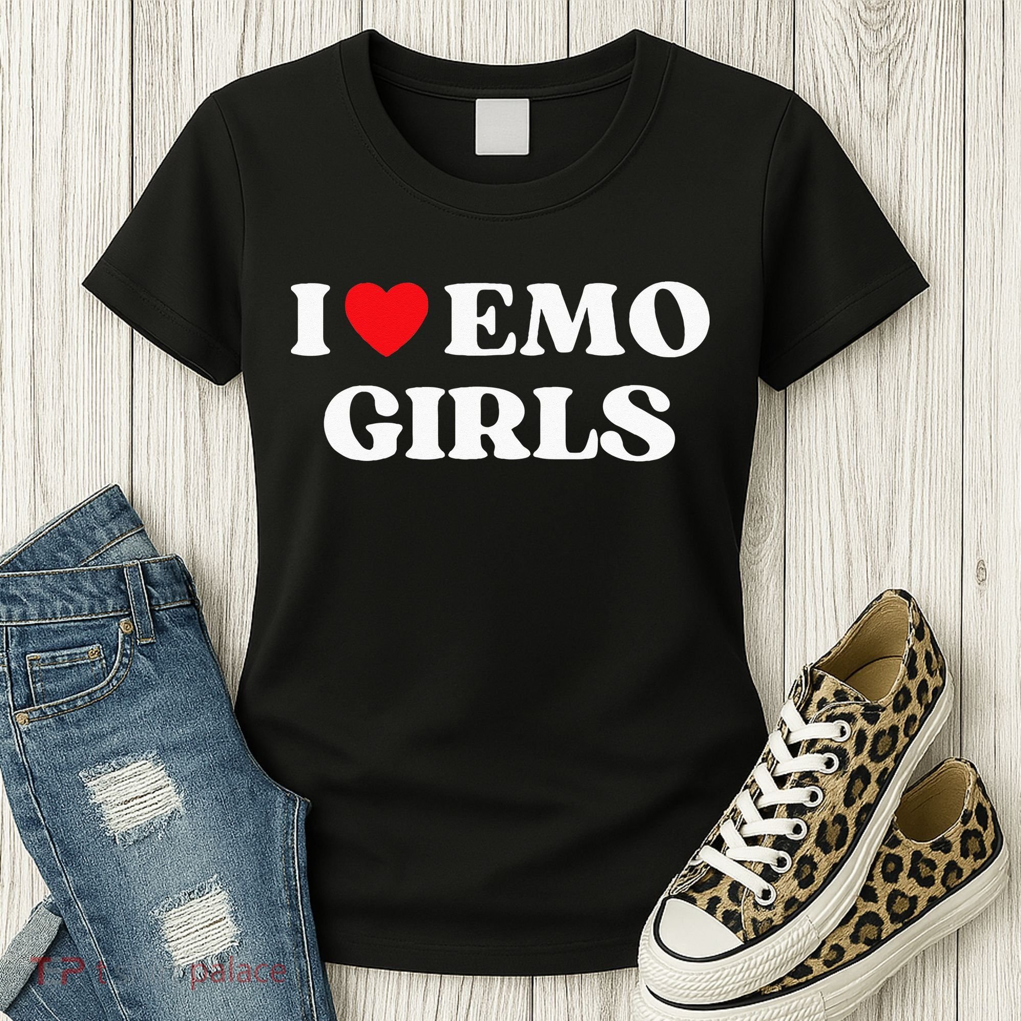 I Heart Emo Funny Quote Red Heart Emo Girl Style Women's T-Shirt