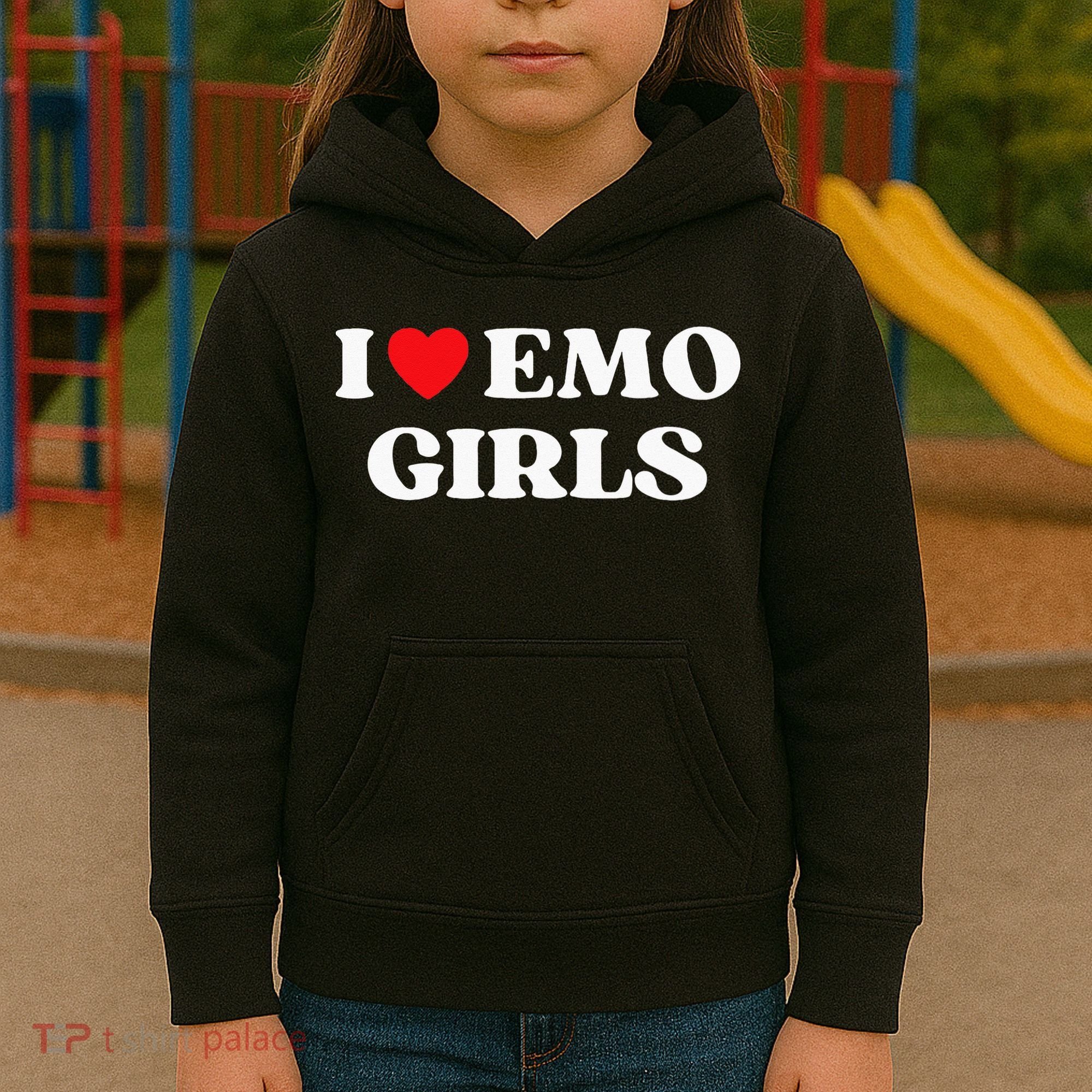 I Heart Emo Funny Quote Red Heart Emo Girl Style Kids Hoodie