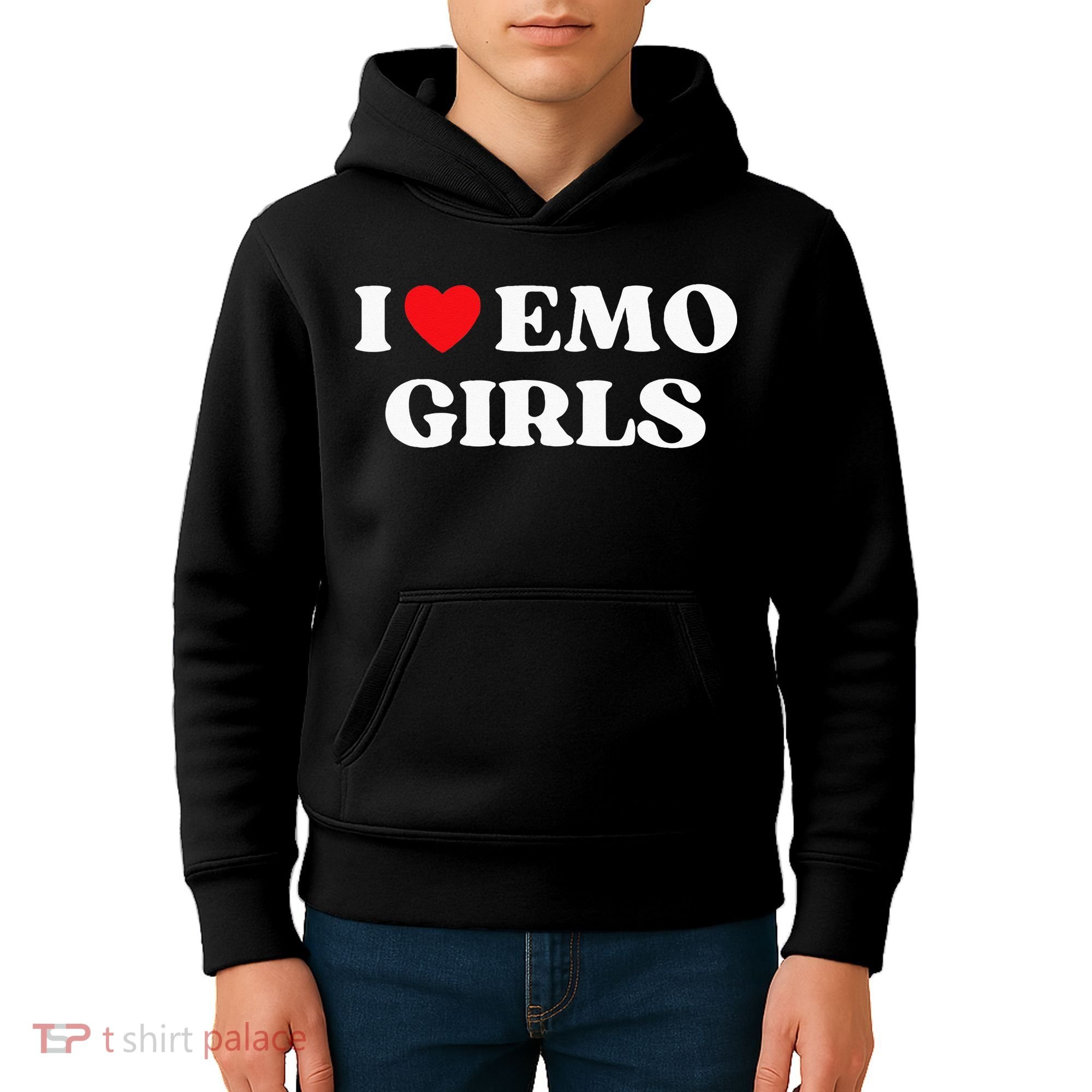 I Heart Emo Funny Quote Red Heart Emo Girl Style Kids Hoodie