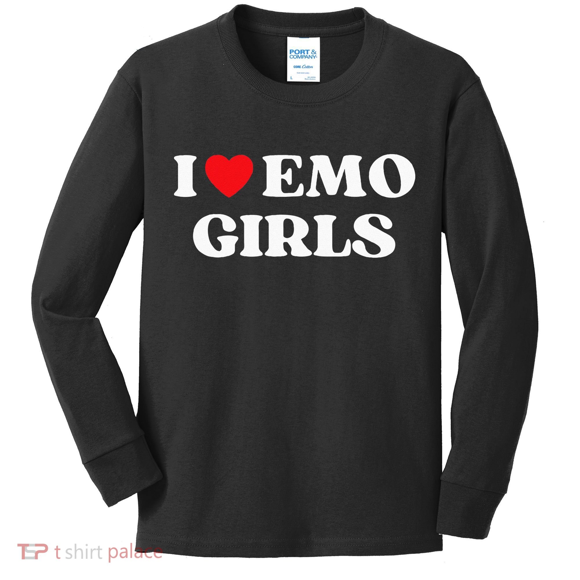 I Heart Emo Funny Quote Red Heart Emo Girl Style Kids Long Sleeve Shirt
