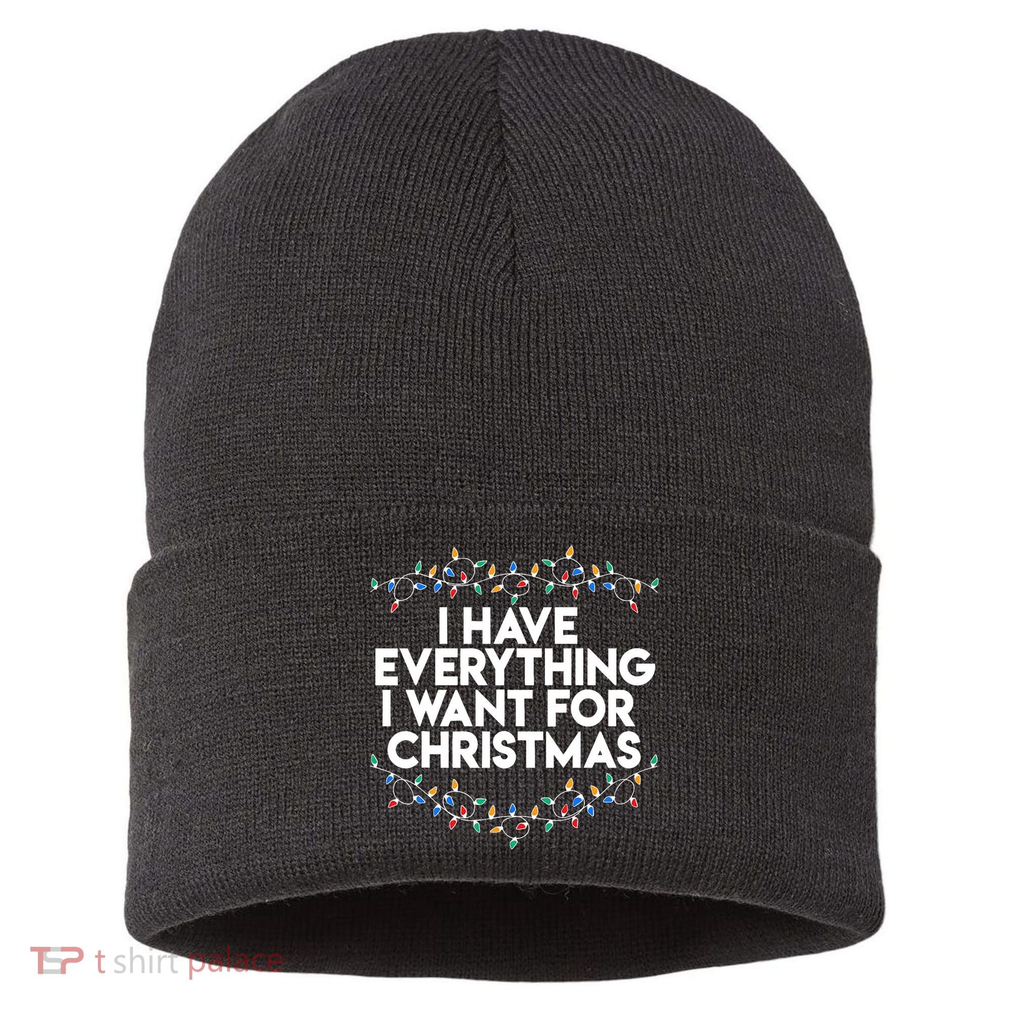I Have Everything I Want For Christmas Funny Xmas Couples Sustainable Knit Beanie