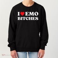 I Heart Emo Bitches Funny Quote Red Heart Emo Style Women's Sweatshirt thumb 0