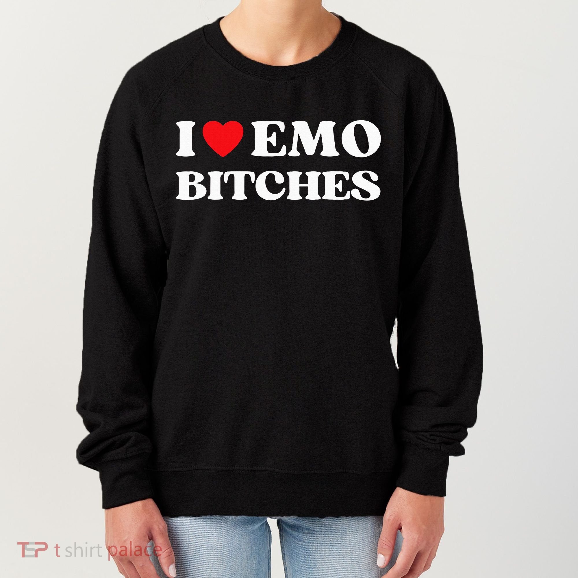 I Heart Emo Bitches Funny Quote Red Heart Emo Style Women's Sweatshirt