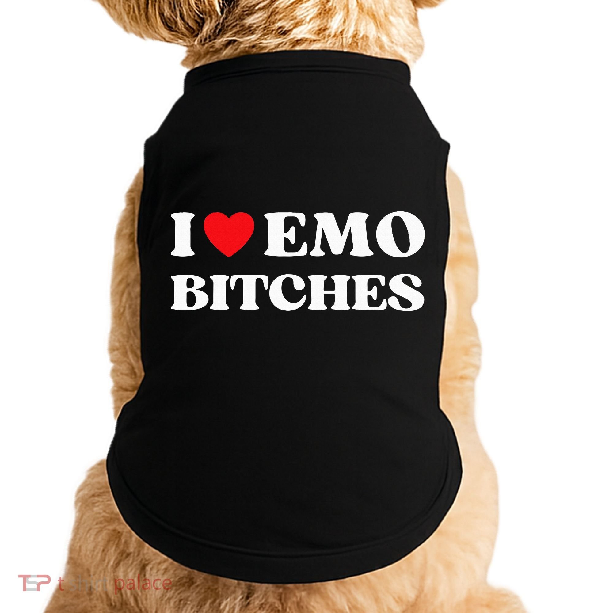 I Heart Emo Bitches Funny Quote Red Heart Emo Style Doggie Tank