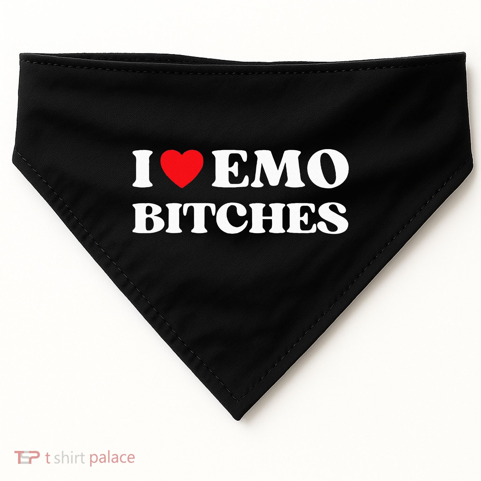 I Heart Emo Bitches Funny Quote Red Heart Emo Style USA-Made Doggie Bandana