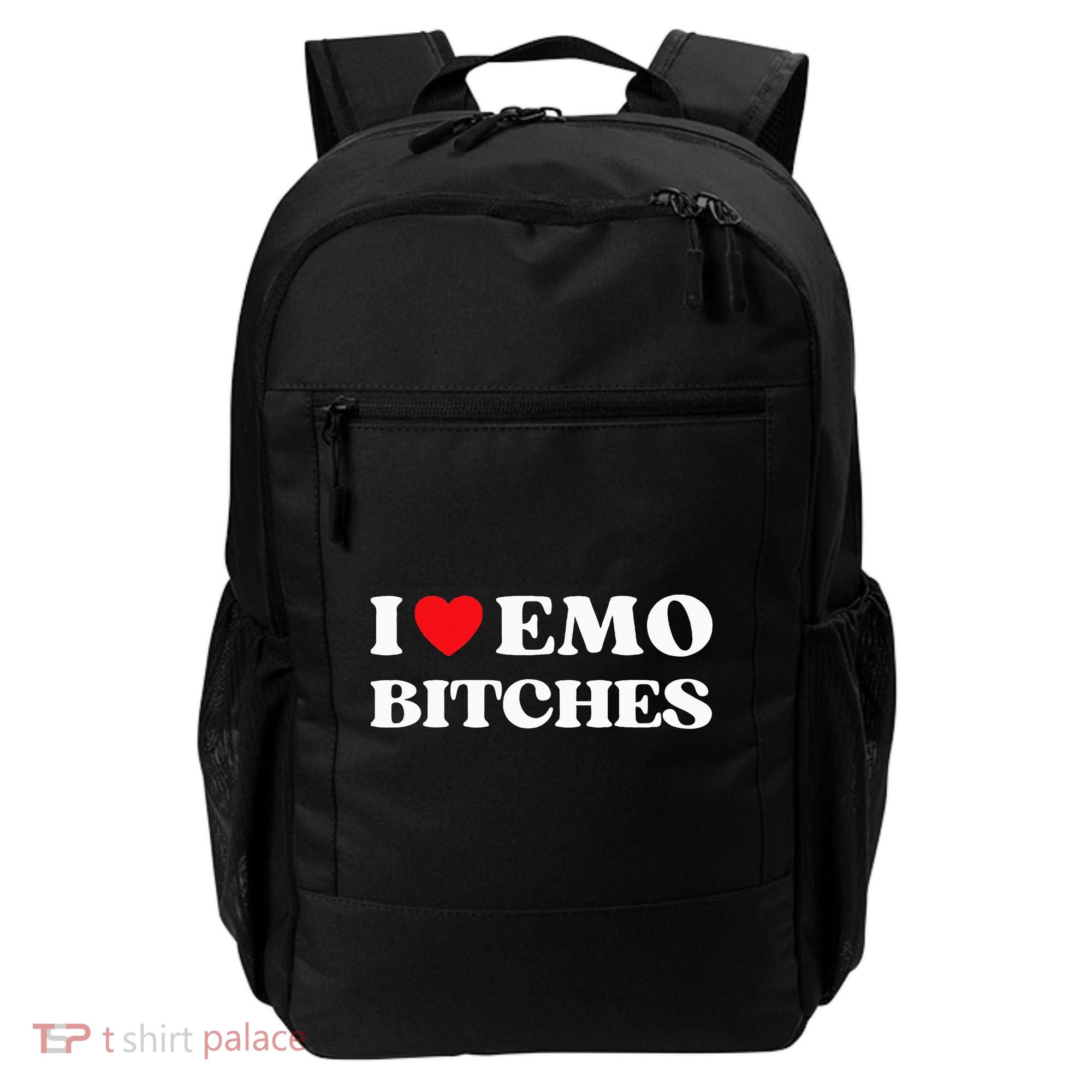 I Heart Emo Bitches Funny Quote Red Heart Emo Style Backpack