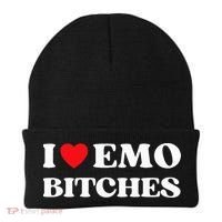 I Heart Emo Bitches Funny Quote Red Heart Emo Style Beanie thumb 0