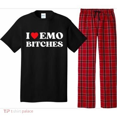 I Heart Emo Bitches Funny Quote Red Heart Emo Style Pajama Set