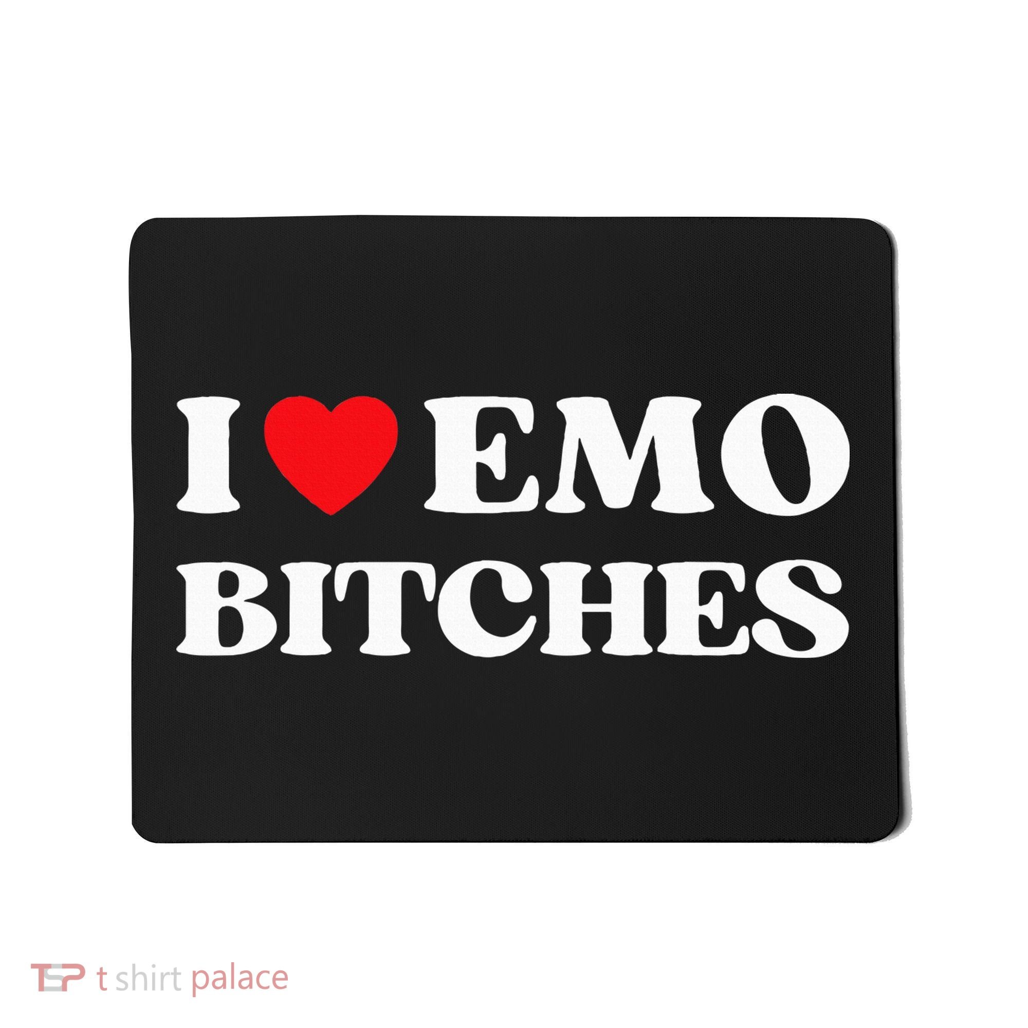 I Heart Emo Bitches Funny Quote Red Heart Emo Style Mousepad