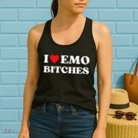 I Heart Emo Bitches Funny Quote Red Heart Emo Style Women's Tank Top thumb 2