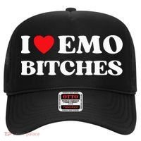 I Heart Emo Bitches Funny Quote Red Heart Emo Style Hat thumb 0