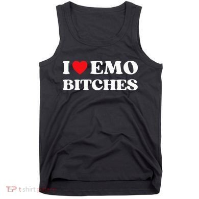 I Heart Emo Bitches Funny Quote Red Heart Emo Style Tank Top