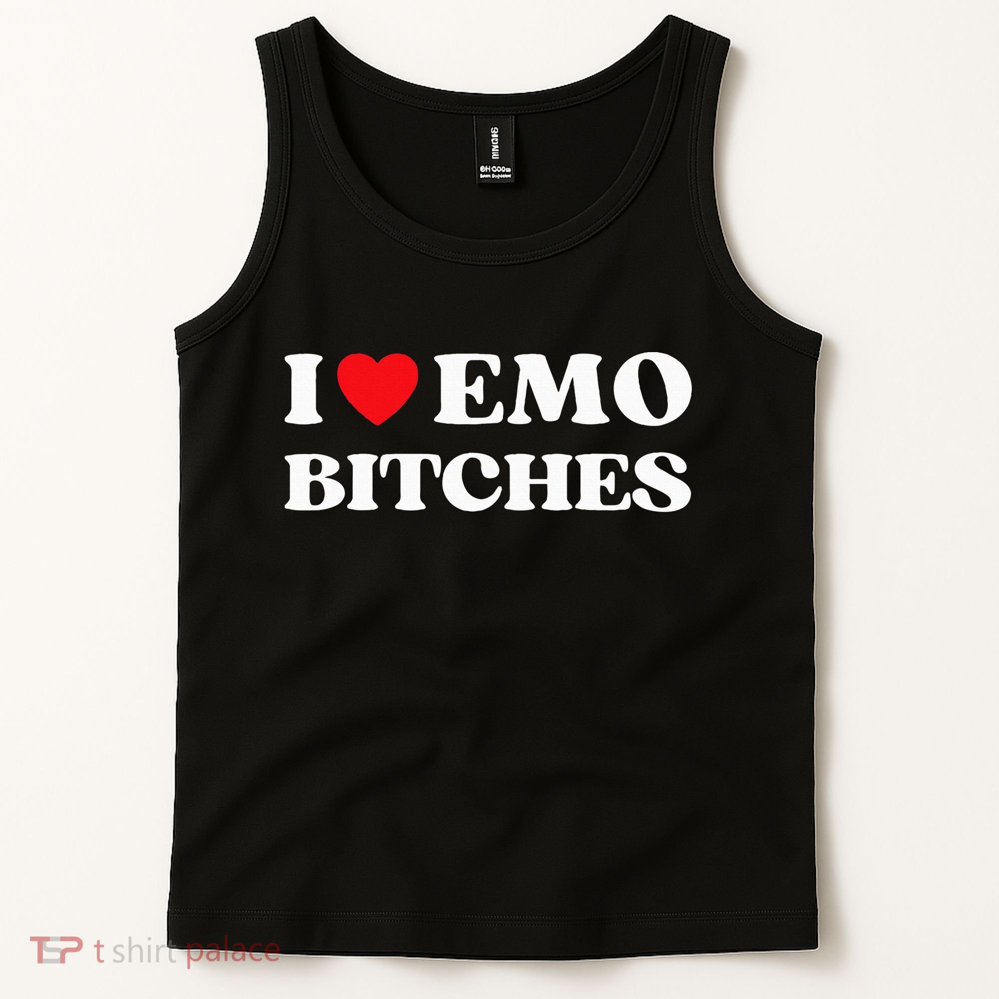 I Heart Emo Bitches Funny Quote Red Heart Emo Style Tank Top