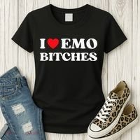 I Heart Emo Bitches Funny Quote Red Heart Emo Style Women's T-Shirt thumb 3