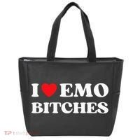 I Heart Emo Bitches Funny Quote Red Heart Emo Style Tote Bag thumb 0