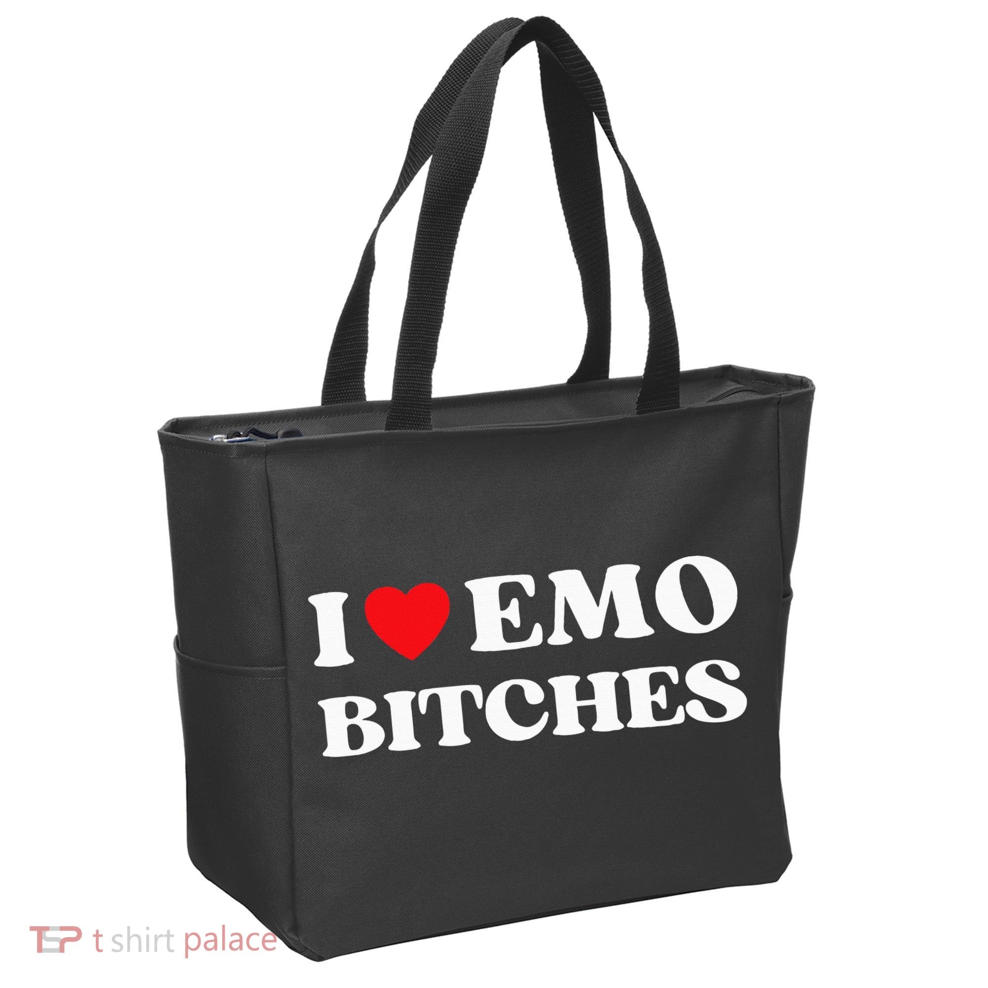 I Heart Emo Bitches Funny Quote Red Heart Emo Style Tote Bag