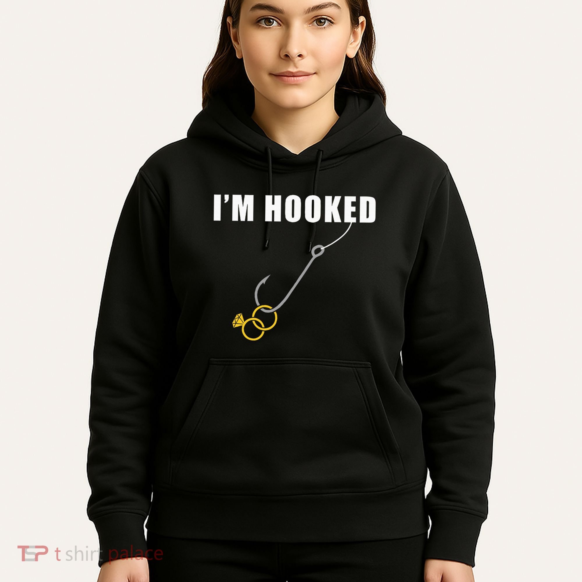 IM Hooked Engagement Ring Marriage Proposal Fishing Hoodie