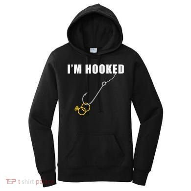 IM Hooked Engagement Ring Marriage Proposal Fishing Women's Hoodie