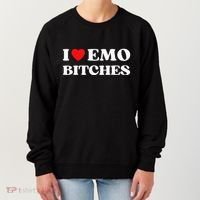 I Heart Emo Bitches Funny Quote Red Heart Emo Girl Style Women's Sweatshirt thumb 0