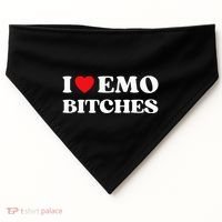 I Heart Emo Bitches Funny Quote Red Heart Emo Girl Style USA-Made Doggie Bandana thumb 0