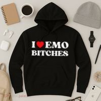 I Heart Emo Bitches Funny Quote Red Heart Emo Girl Style Hoodie thumb 3