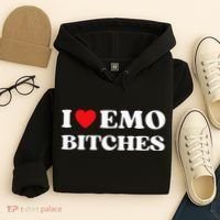 I Heart Emo Bitches Funny Quote Red Heart Emo Girl Style Hoodie thumb 4