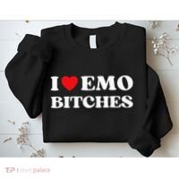 I Heart Emo Bitches Funny Quote Red Heart Emo Girl Style Sweatshirt thumb 2