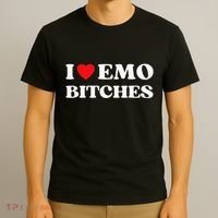 I Heart Emo Bitches Funny Quote Red Heart Emo Girl Style T-Shirt thumb 3
