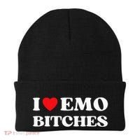 I Heart Emo Bitches Funny Quote Red Heart Emo Girl Style Beanie thumb 0