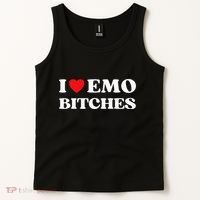 I Heart Emo Bitches Funny Quote Red Heart Emo Girl Style Tank Top thumb 2