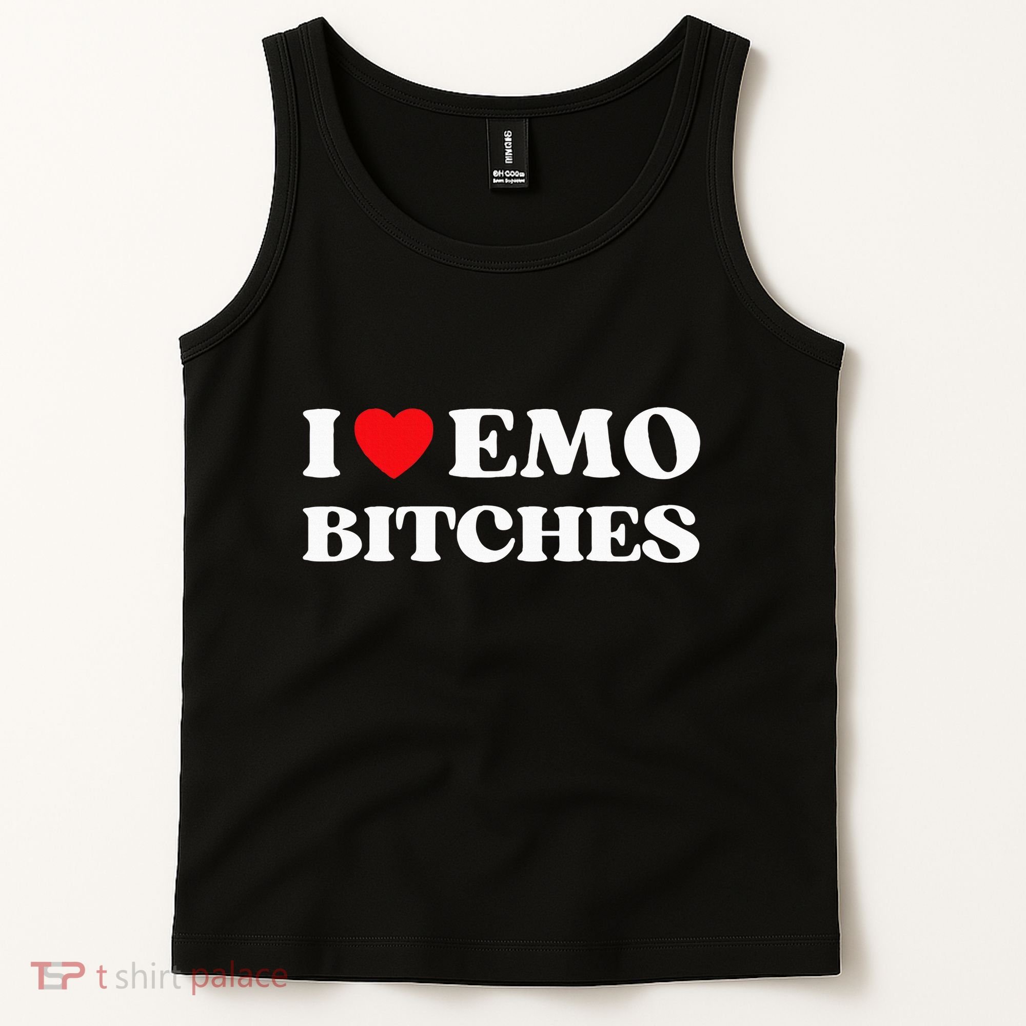 I Heart Emo Bitches Funny Quote Red Heart Emo Girl Style Tank Top