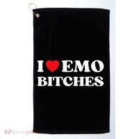 I Heart Emo Bitches Funny Quote Red Heart Emo Girl Style Golf Towel thumb 0