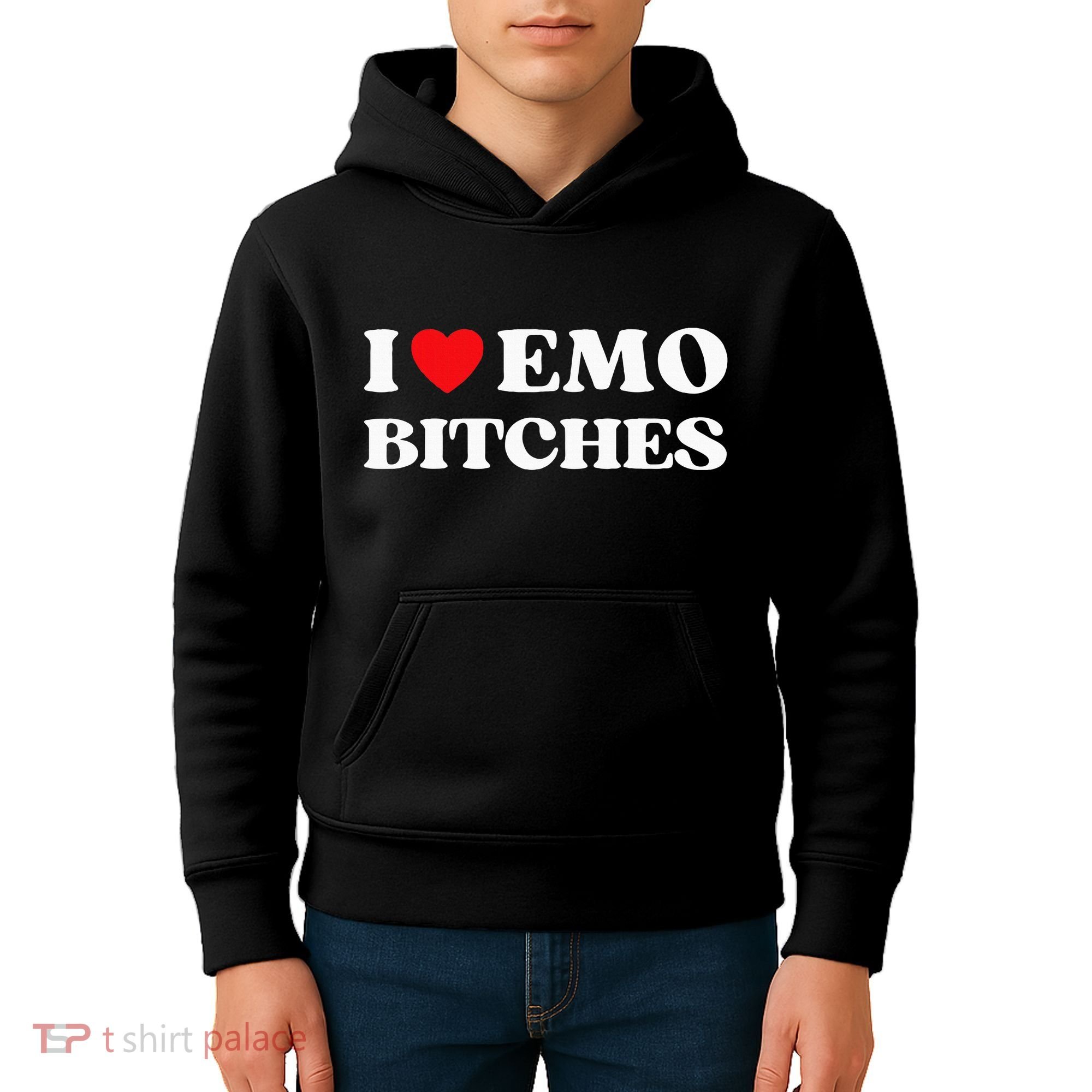 I Heart Emo Bitches Funny Quote Red Heart Emo Girl Style Kids Hoodie