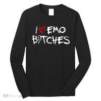 I Heart Emo Bitches Funny Quote Emo Music Girl Style Long Sleeve Shirt thumb 0