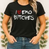 I Heart Emo Bitches Funny Quote Emo Music Girl Style Women's T-Shirt thumb 2