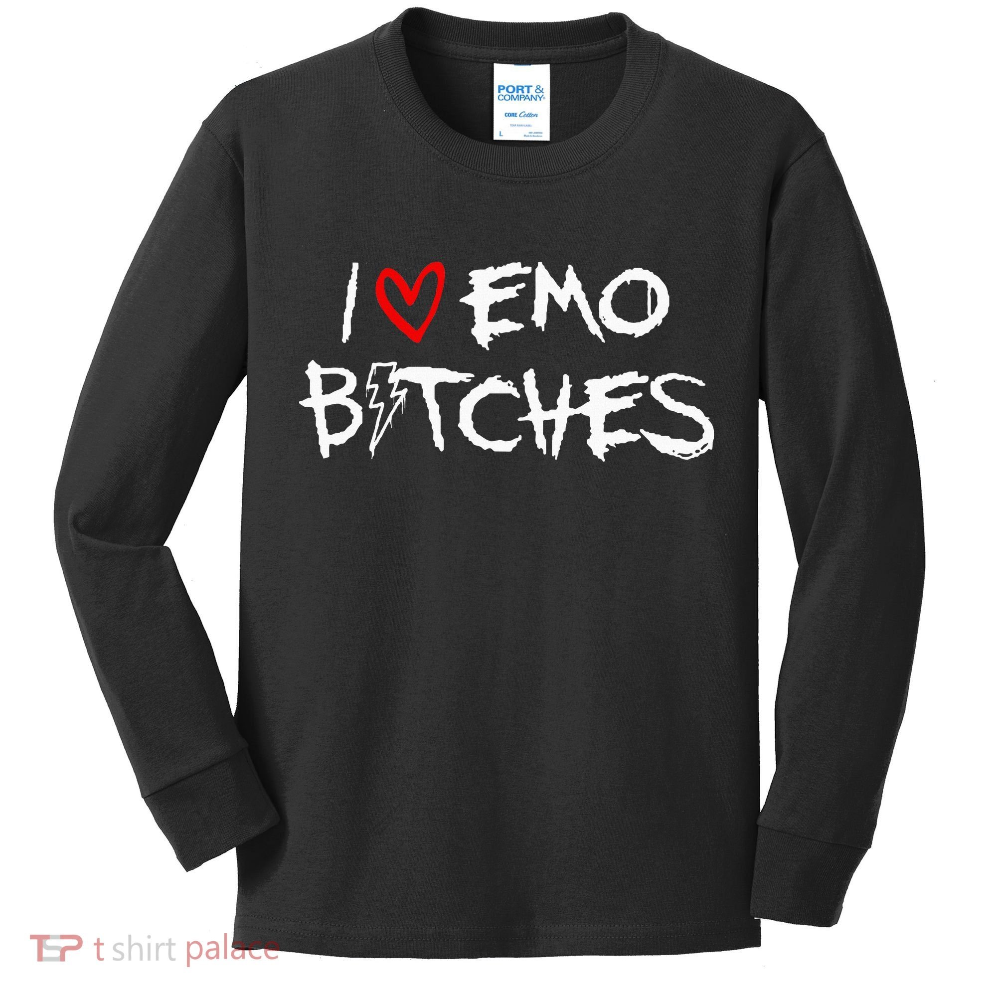 I Heart Emo Bitches Funny Quote Emo Music Girl Style Kids Long Sleeve Shirt