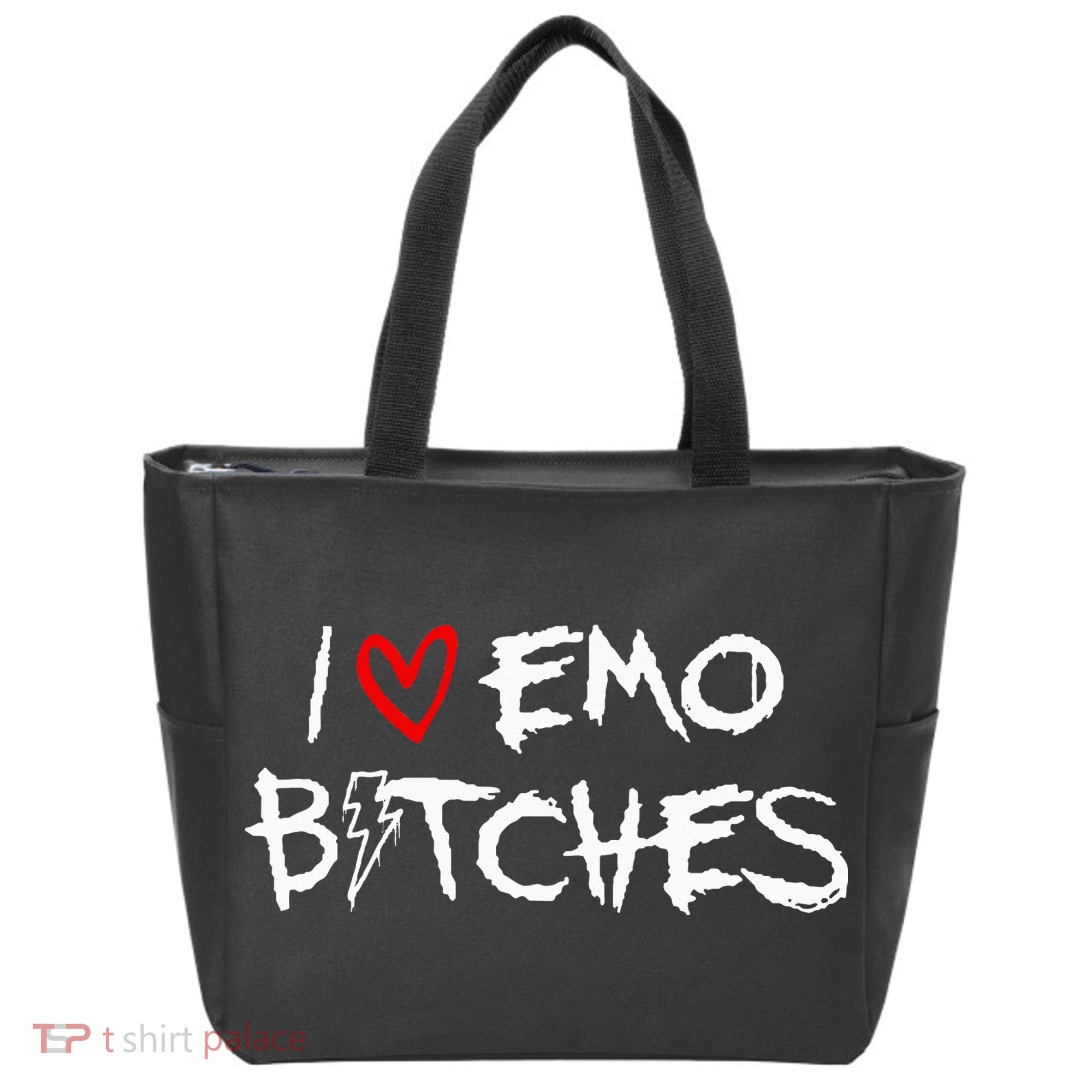 I Heart Emo Bitches Funny Quote Emo Music Girl Style Tote Bag
