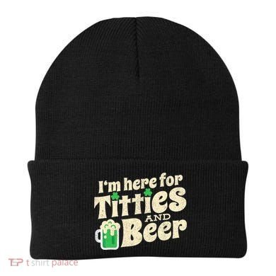 IM Here For Titties And Beer Funny St Patricks Day Drinking Beanie