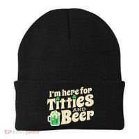 IM Here For Titties And Beer Funny St Patricks Day Drinking Beanie thumb 0