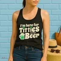 IM Here For Titties And Beer Funny St Patricks Day Drinking Women's Tank Top thumb 2