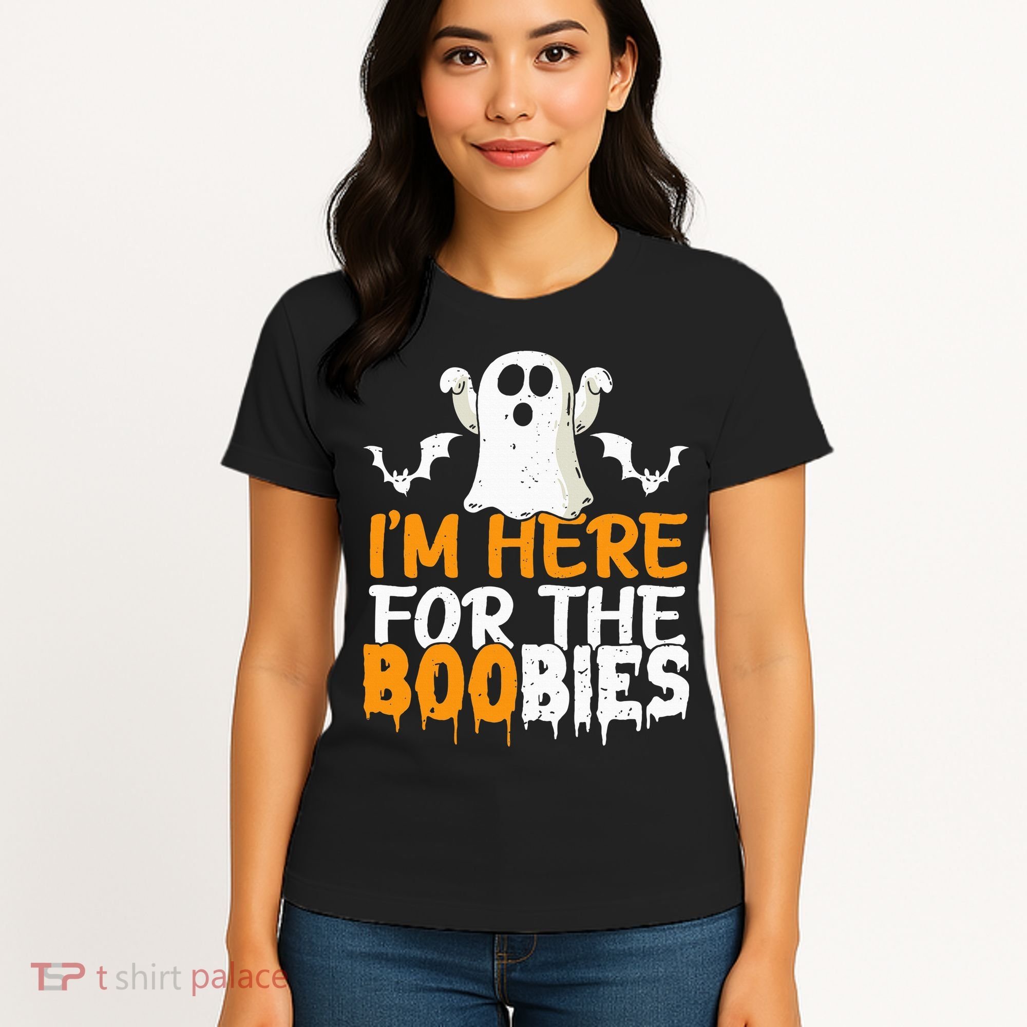 I’m Here For The Boobies Halloween Humor Joke Women's T-Shirt