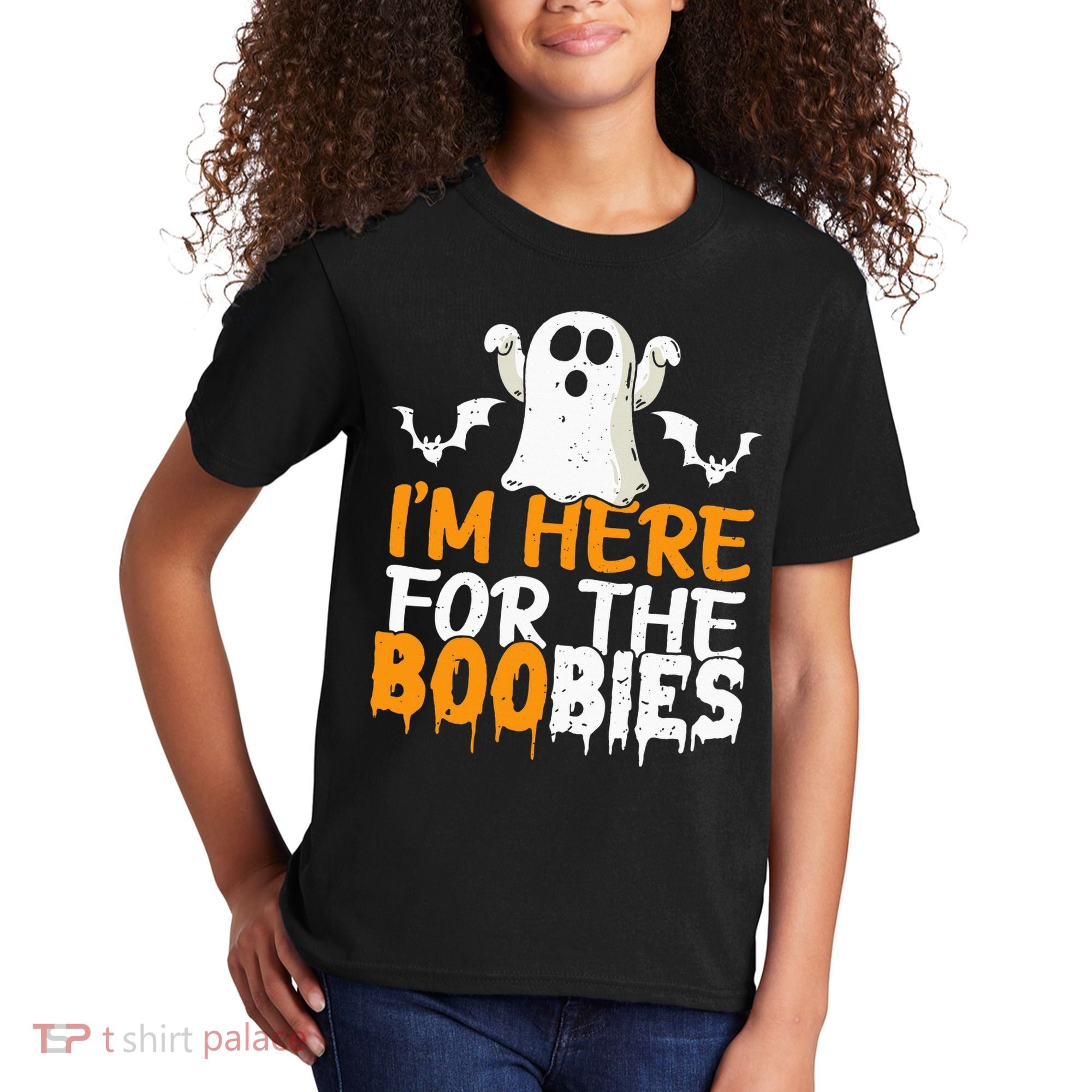 I’m Here For The Boobies Halloween Humor Joke Kids T-Shirt