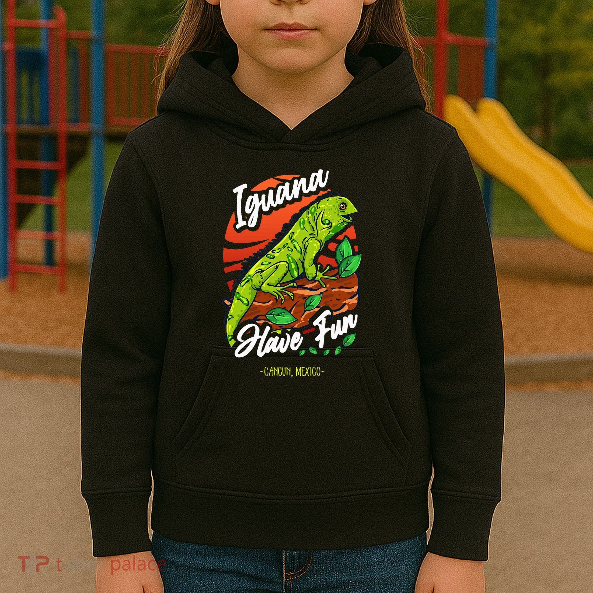 Iguana Have Fun Cancun Mexico Kids Hoodie
