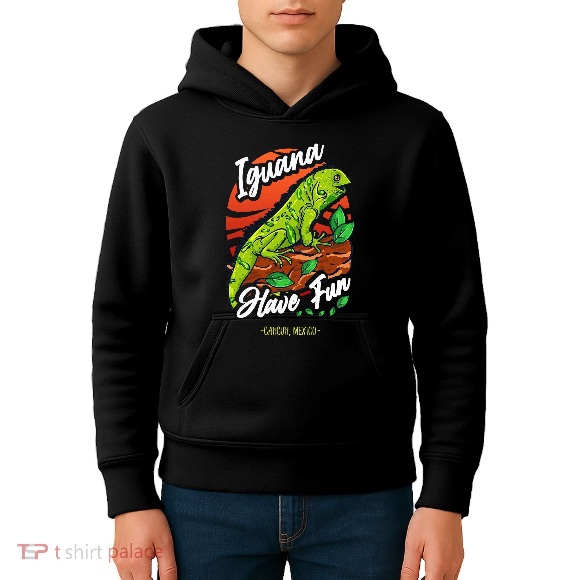 Iguana Have Fun Cancun Mexico Kids Hoodie