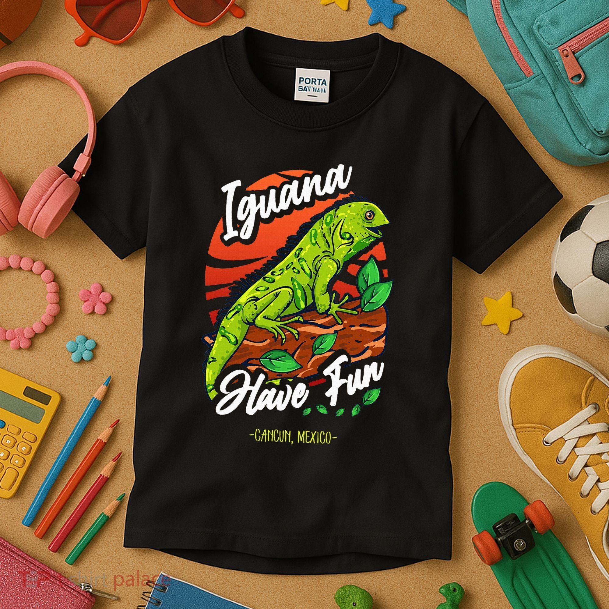 Iguana Have Fun Cancun Mexico Kids T-Shirt