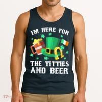 I'm Here For The Titties And Beer Drinking St Patrick's Day Tank Top thumb 3