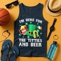 I'm Here For The Titties And Beer Drinking St Patrick's Day Tank Top thumb 4
